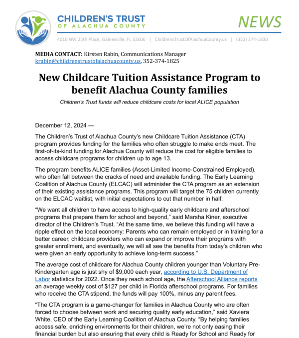 Cta Program _ELC Parents – Early Learning Coalition of Alachua County